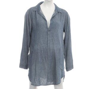 CP Shades Women’s Blue Linen Blend Chambray Tunic Top Pockets Made in USA Small